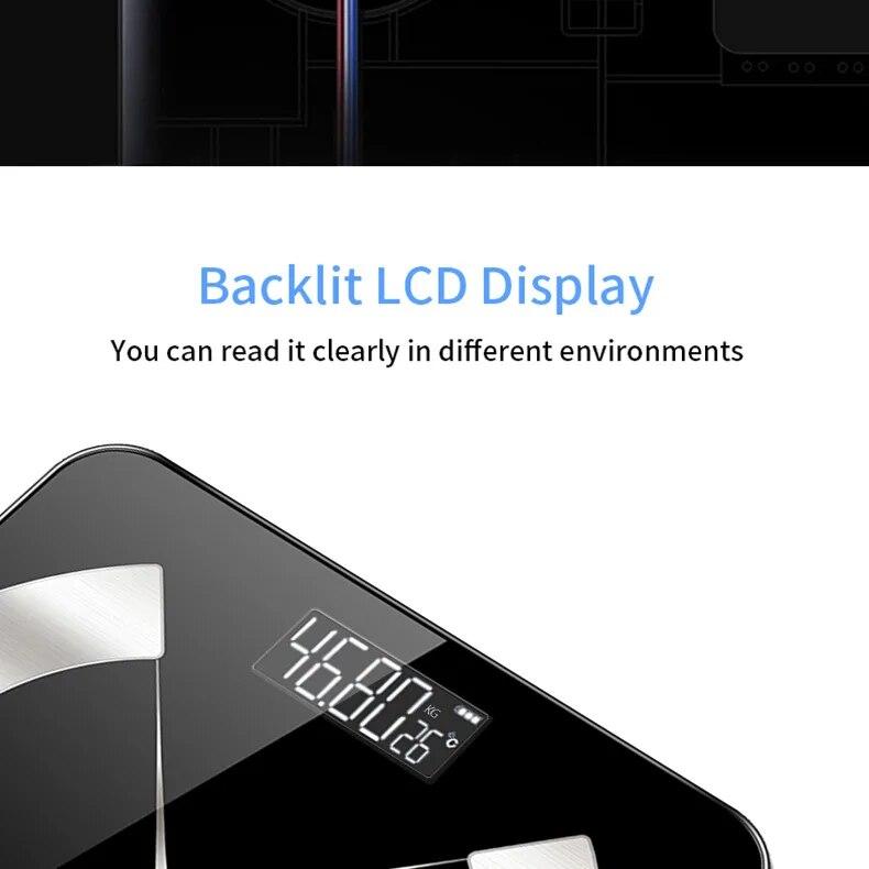 Body Fat Scale Smart Wireless Digital Bathroom Weight Scale Body Composition Analyzer With Smartphone App Bluetooth-compatible