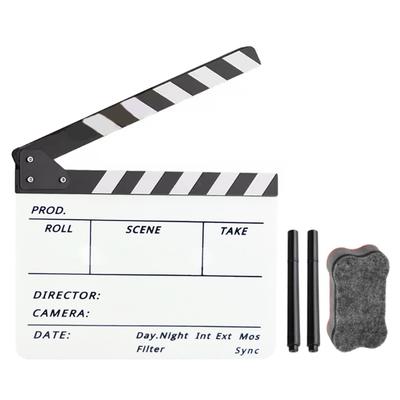 Акриловая хлопушка 12x10 дюймов Маленький размер для ТВ Фильма Кино Режиссер Снято Экшн Сцена Сухостираемая Хлопушка