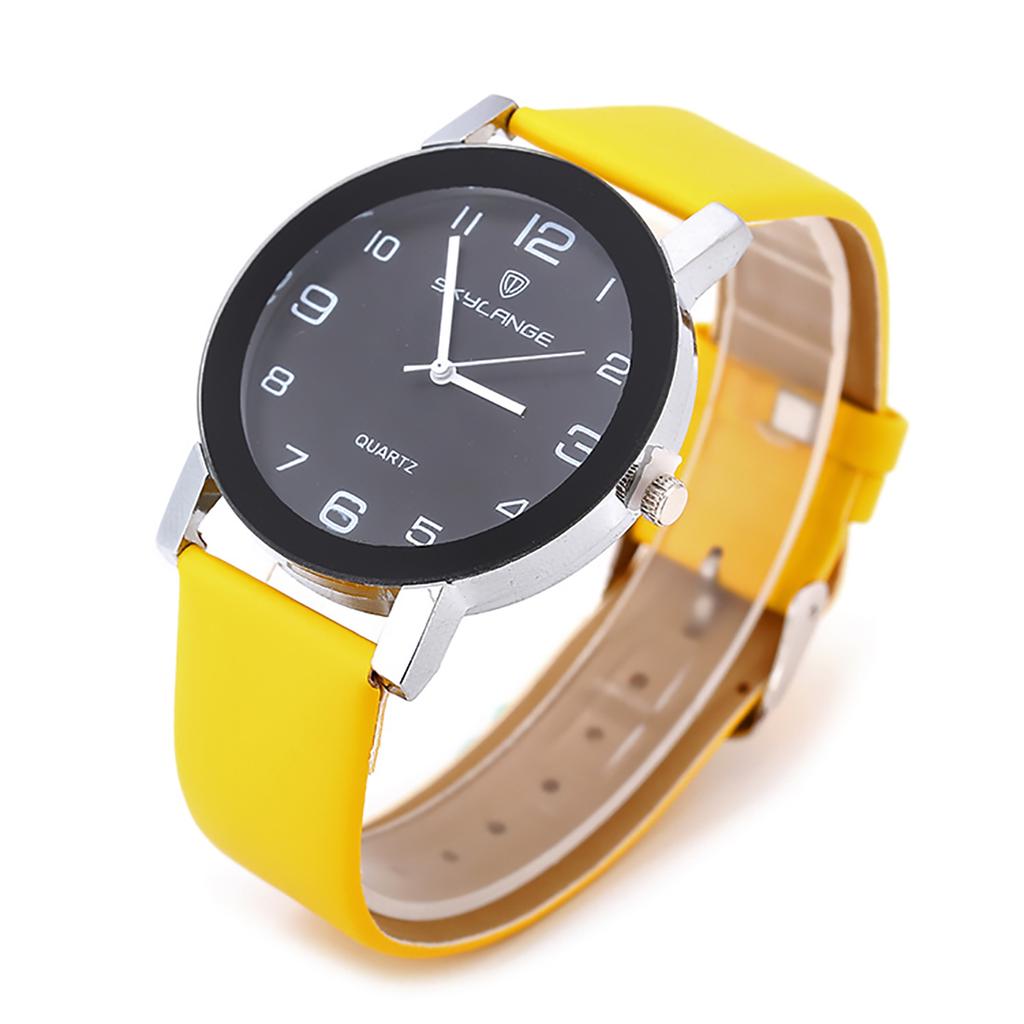 Простые белые кожаные часы Женские платья Повседневные аналоговые кварцевые наручные часы