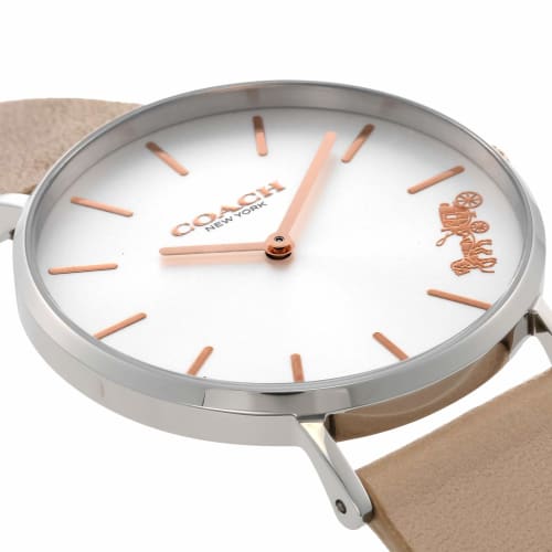 Coach PERRY Women's 36mm Silver Dial Stainless Steel Quartz Watch (14503119) In Beige