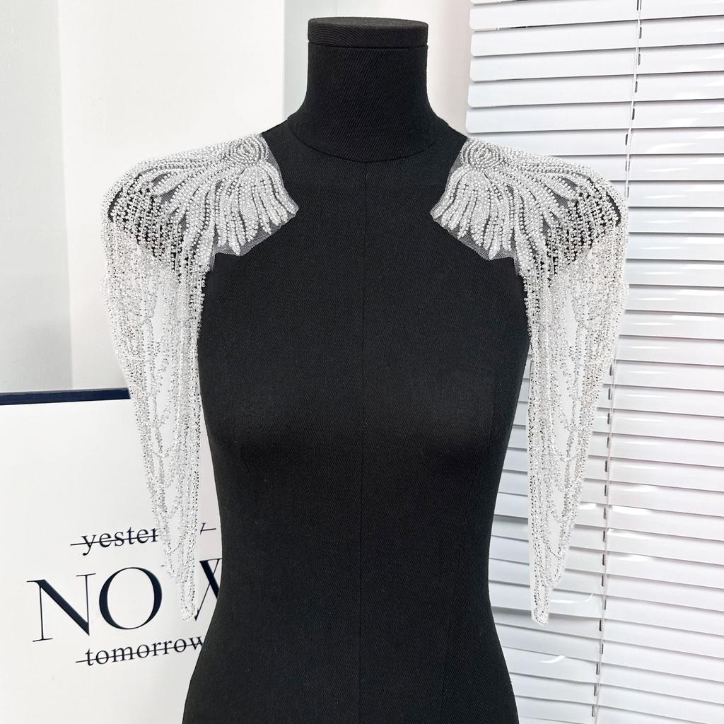 Solid Color Beads Fringed Shoulder Clothing Accessories Retro Gorgeous European And American Dresses Wedding Clothing Accessories Shoulder Chain