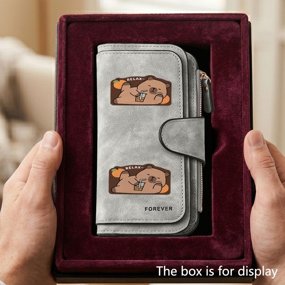 Personalized RELAX Bear Men's Large Capacity Wallet with Business Card Slot and Cash Pocket, Suitable for Formal Occasions and Office Use, Ideal Gift