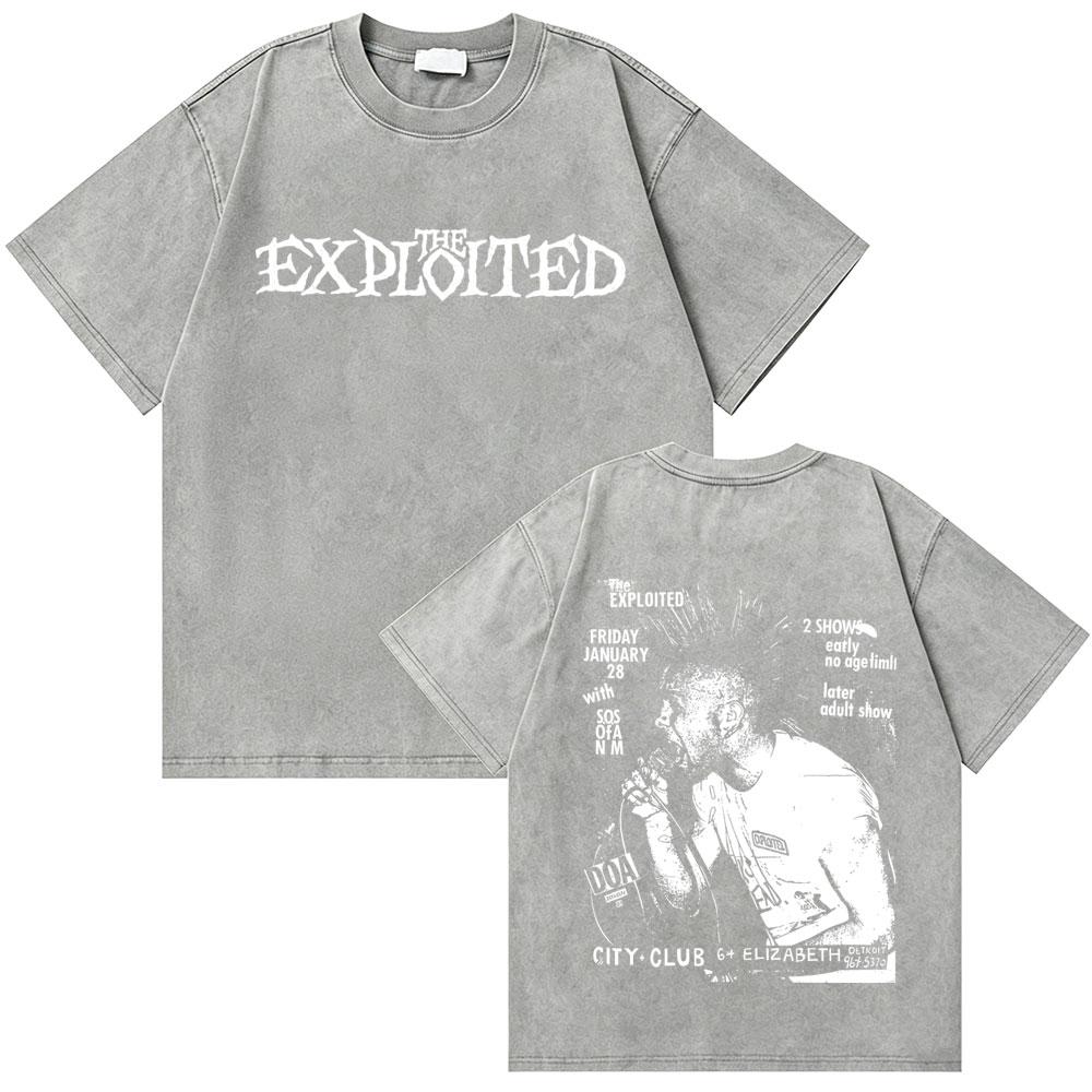 Washed Vintage Rock Band The Exploited Graphic Tshirt Men Women Retro Gothic Punk T Shirts Mens Fashion Oversized Streetwear