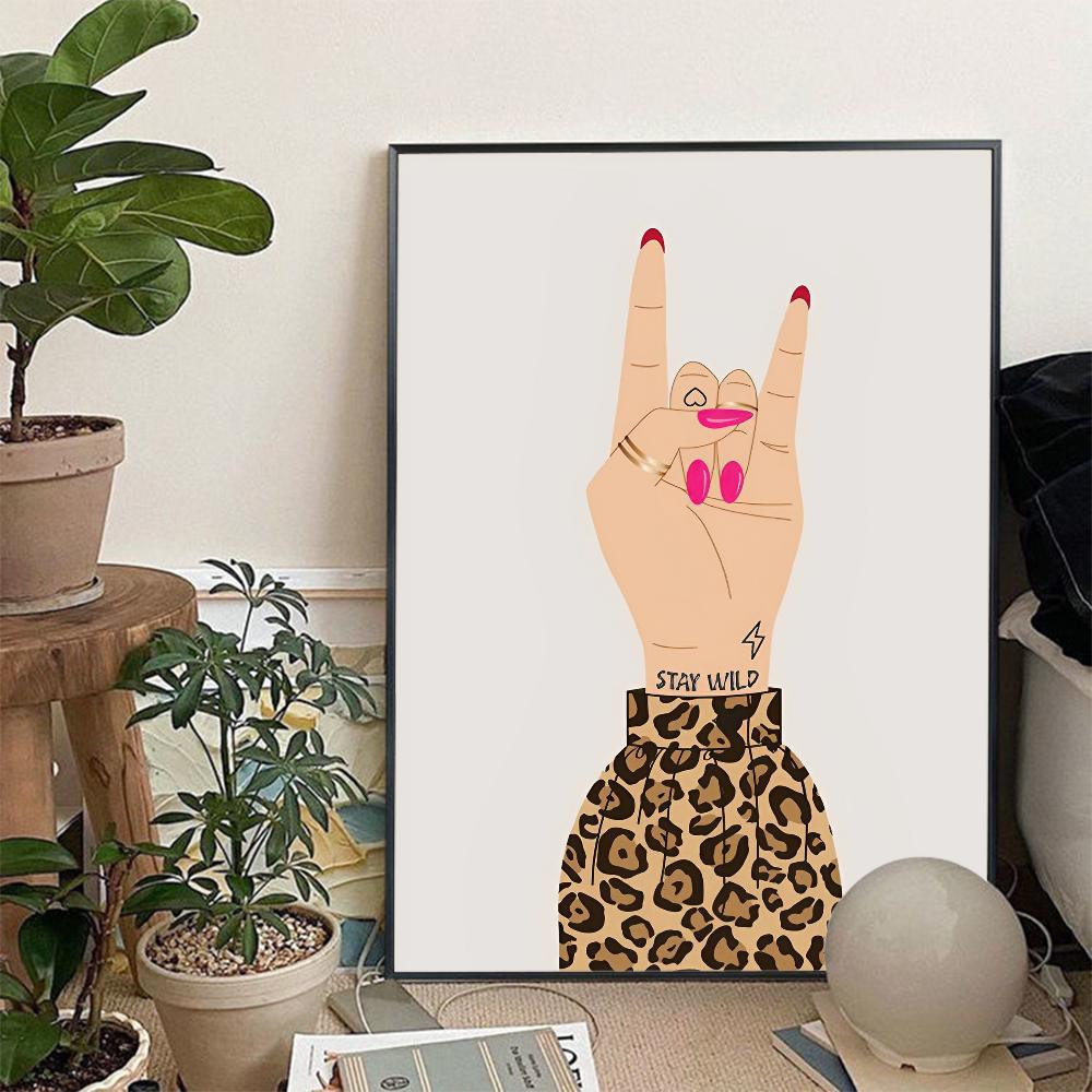 Abstract Tiger Leopard Girl Power Poster Anime Posters Sticky Vintage Room Home Bar Cafe Decor Kawaii Room Decor