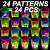 mishunyus 24 Pcs Glow Hawaiian Luau Party Cups, Flashing Tiki Party Cups, Tropical Luau Party Decorations Hawaiian Party Supplies Favor (16oz)