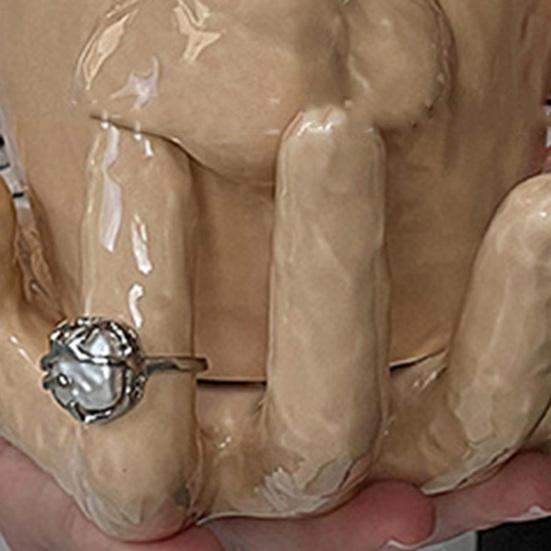 Кружка для ковыряния в носу Смешная кружка-нос с ручкой-пальцем Керамическая чашка для хранения с рельефной ручкой-ладонью Подставка для колец для украшения дома и офиса Подарок