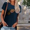 Women Summer T Shirt Kitten Print Retro Fashion Short Sleeve Tees Casual Printed Tops