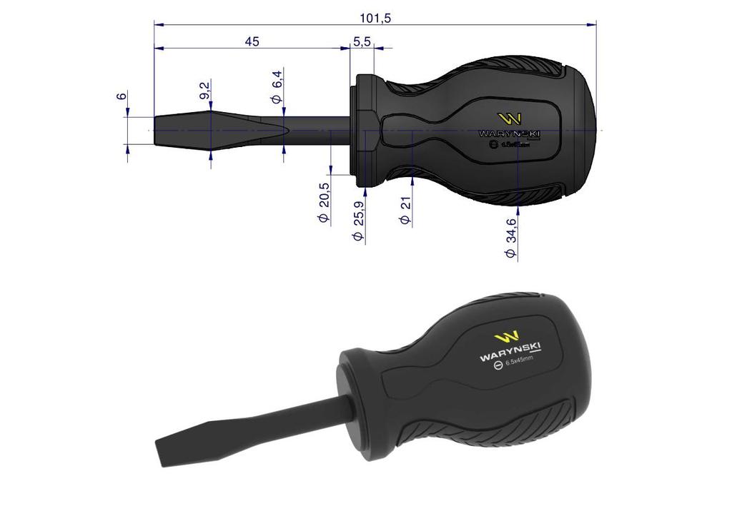 6.5mm x 45mm SVCM flathead screwdriver. Waryński