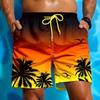 Summer Vacation Men's Palm Tree Print Drawstring Waist Board Shorts Fashion Swim Trunks 3D Print Breathable Short Streetwear