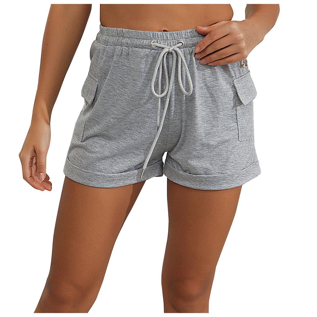 Женские модные эластичные пояса с карманами, однотонные повседневные спортивные шорты, брюки