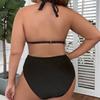 1011 new European and American neck strap backless large size swimsuit women's high waist sexy bikini split swimsuit