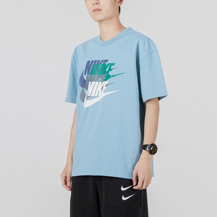 Nike Футболка с коротким рукавом и принтом логотипа алфавита, дышащая, спортивная, мужская, синяя DV3317-494