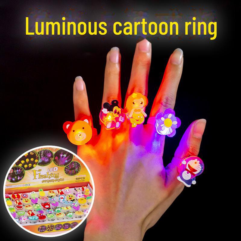 LED Flash Glow Ring Toy for Kids - Christmas Gift with Cute Cartoon Characters