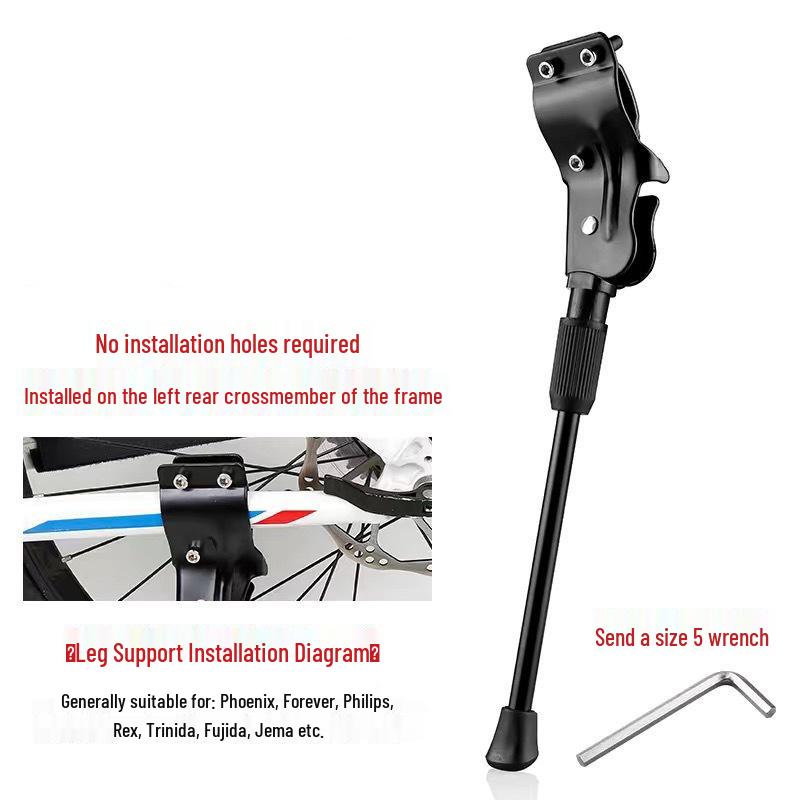 26 Inch Mountain Bike Side Kickstand - Rear Bicycle Stand & Parking Rack Accessory