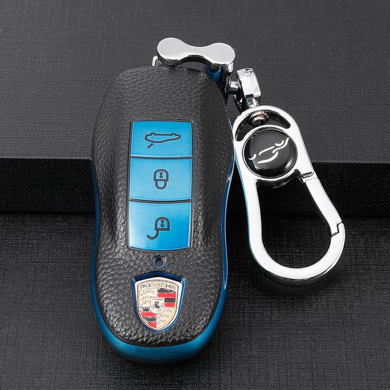Porsche Compatible Key Case for Cayenne, Macan, Panamera, and 718 - Unisex Remote Keybag with Buckle