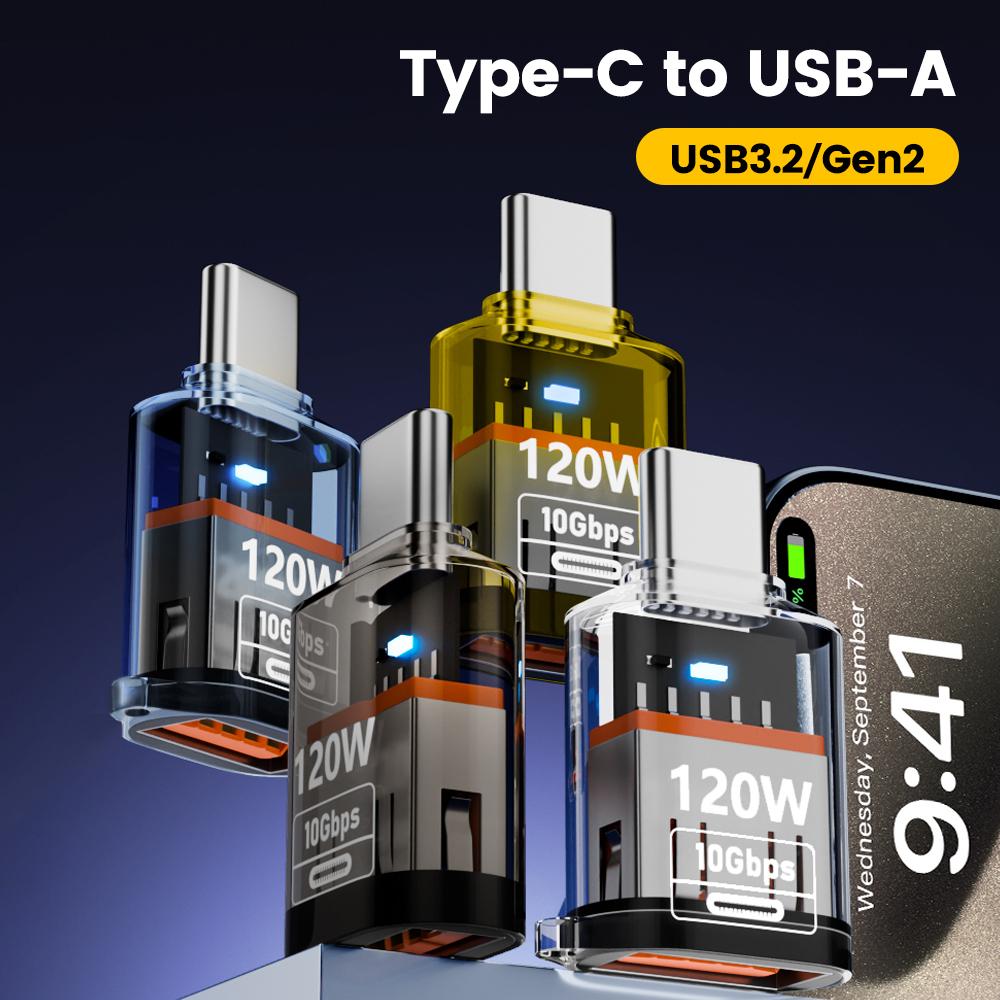 Type C Adapter USB 3.2 To Type C Converter 120W 10GB High Speed Data Audio Transfer For iPhone For MacBook For iPad For Huawei