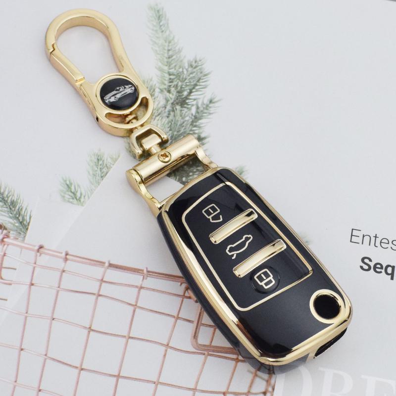 New Soft TPU Car Flip Key Case Cover Shell Fob for A1 A3 A6 A6L Q2 Q3 Q7 TTS R8 S6 RS3 Protector Keychain Auto Accessories