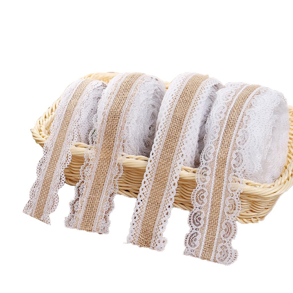 4 шт. Кружевная лента Мешковина Кружевная отделка Лента Швейные принадлежности Рулон Ручная работа Джут Двойная коса Поделки Подарки Упаковка Украшения