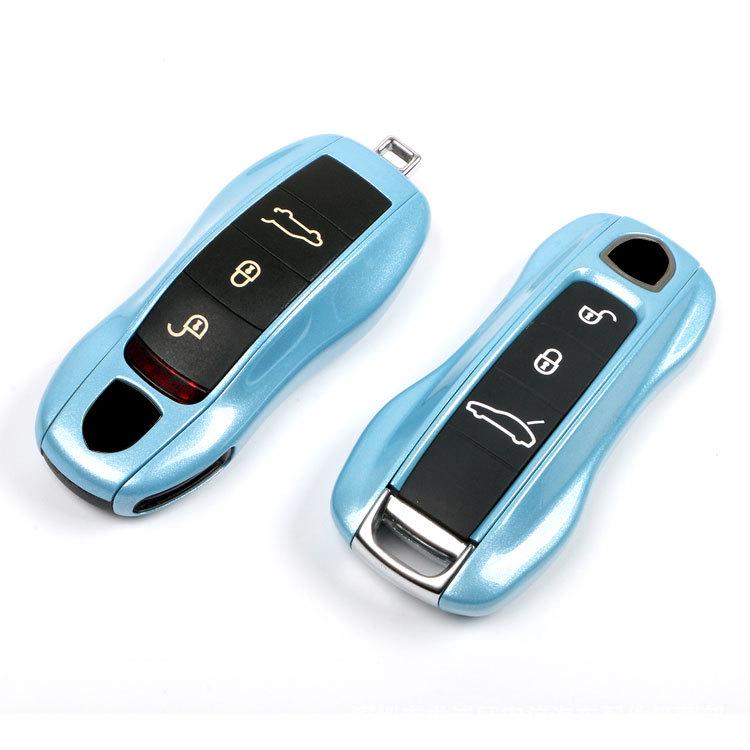 Fits Porsche Key Shell: New Cayenne, Macan, Panamera, 718, Taycan - Ice Raspberry Pink Matte Gray Solid Color