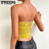European and American Spicy Girls Bust Wrap Fashion Bead Zipper Heavy Industry Strapless Women's Top Street Trend Party Sexy Girl