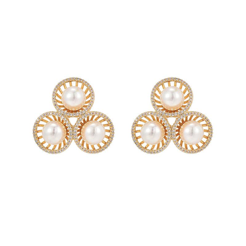 Легкие роскошные ретро полые жемчужные серьги-гвоздики уникальный дизайн микро циркониевые модные серьги