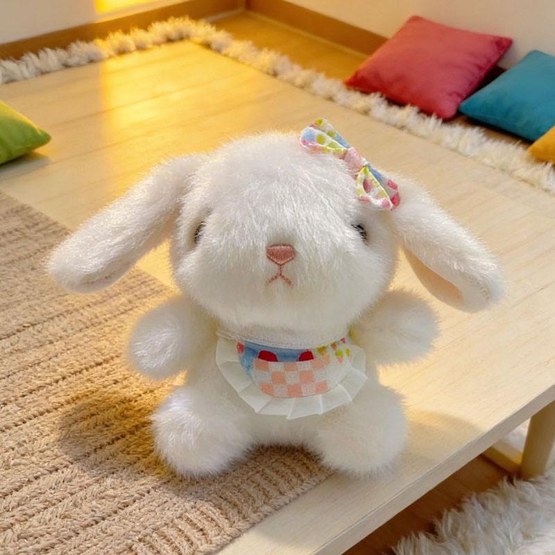 Милый плюшевый брелок-кролик Мягкая пушистая кукла-кролик с цветочным бантом-шляпкой Разные стили Кавайный подвеска из мягкой игрушки для рюкзака