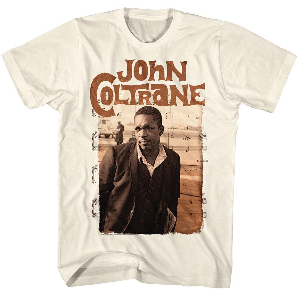 John Coltrane Jazz Saxophonist Sepia Music Notes Sheet Men T Shirt
