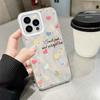 Upgraded Glitter Silver Case Cute Heart Shape Love Printed Protective Shell Shockproof Full Back Cover for iPhone Samsung