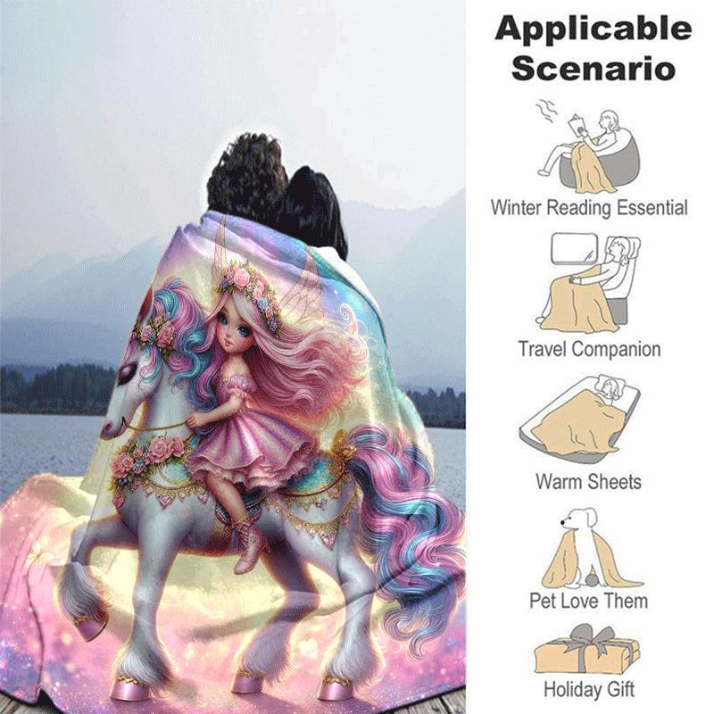 1 шт. Легкое фланелевое одеяло с принтом единорога, удобное и теплое одеяло, для кемпинга, дивана-кровати, дивана, офиса, в любое время года