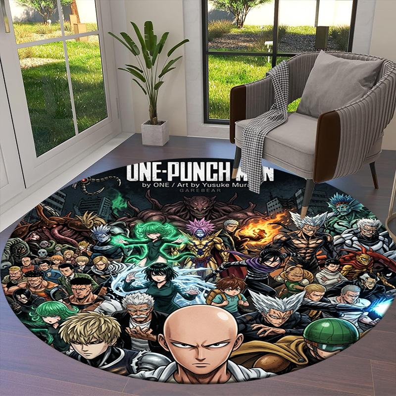 Onepunch Man Round Area Rug Carpet Rug For Living Room Bedroom Sofa Playroom Decor Nonslip Floor Mat