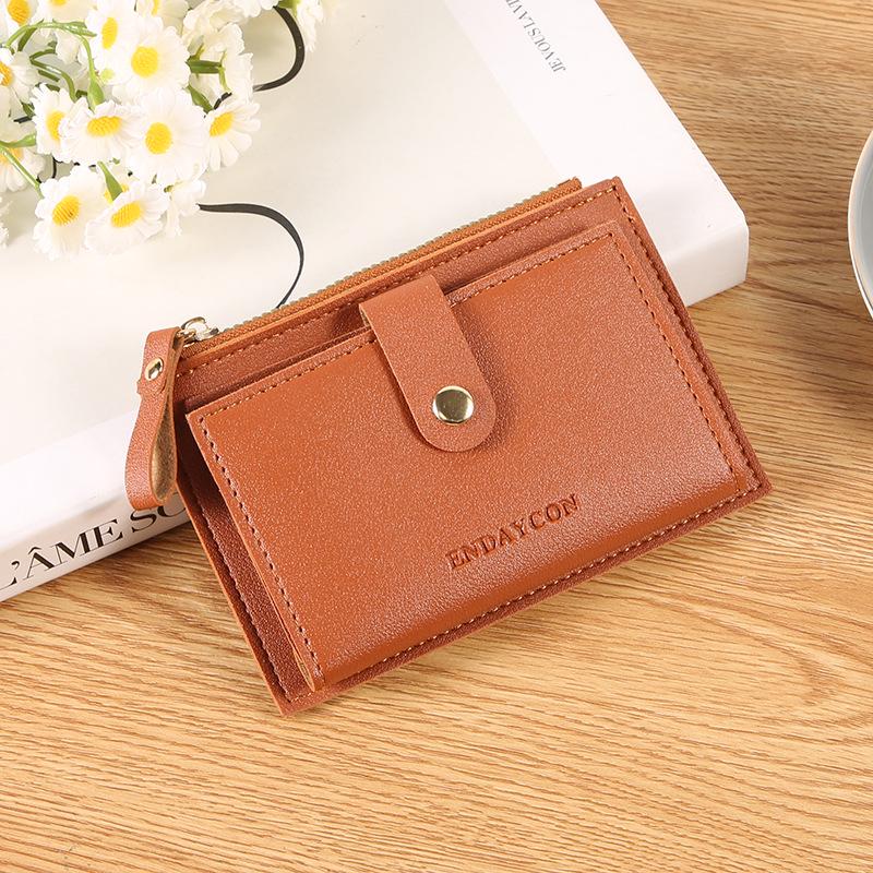 Ультратонкий женский кожаный кошелек с отделениями для карт и застежкой-молнией – Большая вместимость, однотонный дизайн