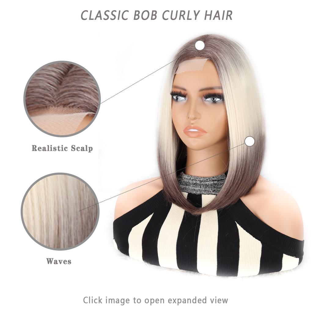 Straight Shoulder Length Bob Wigs Synthetic Natural Soft Hair Replacement Wigs For Women Girls For Daily Party Cosplay