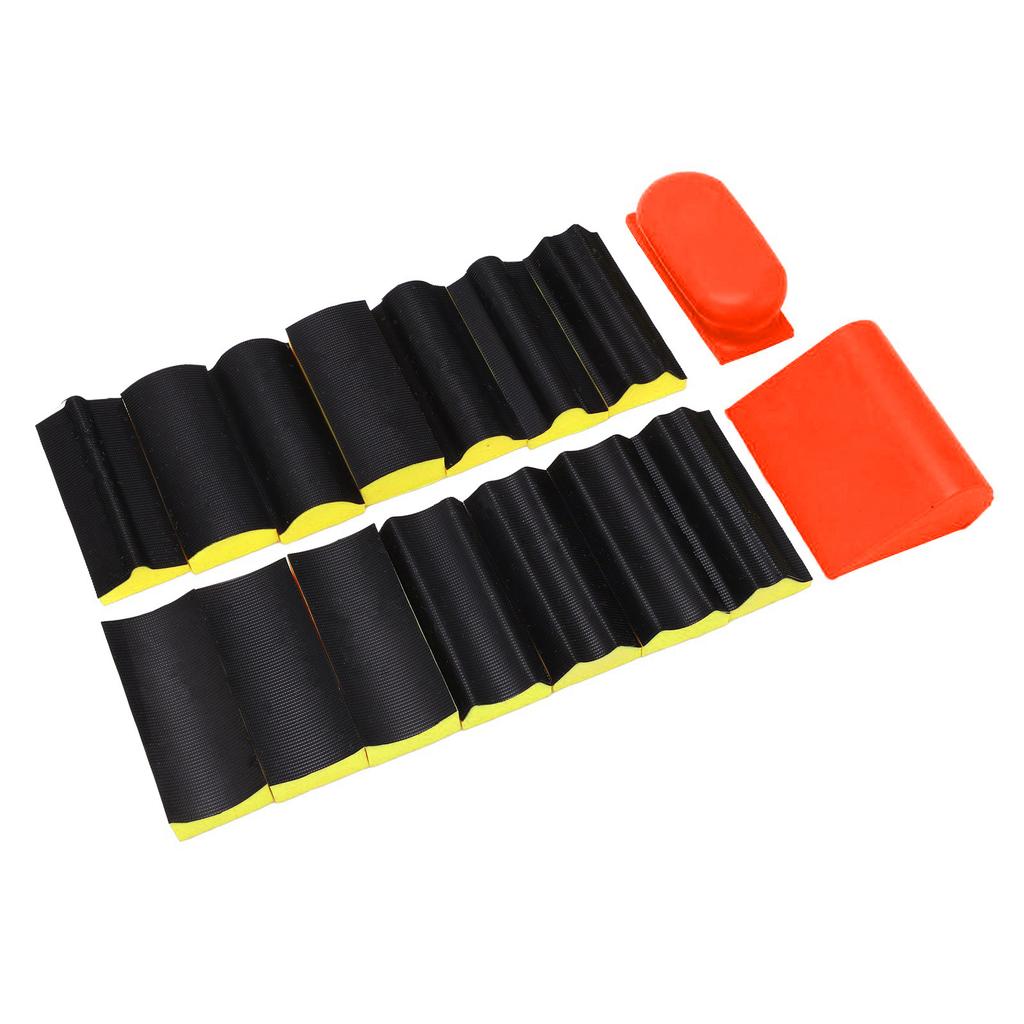 16 шт. Ручные шлифовальные блоки Самоклеящийся Паз Изогнутая поверхность Полировальный блок для деревообработки