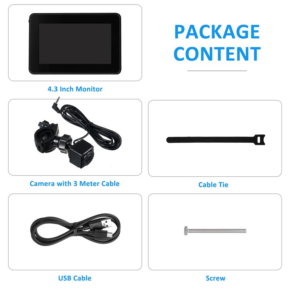 Зеркало на руль велосипеда, 1080P Перезаряжаемая записывающая камера заднего вида для велосипеда с 4.3   монитором Ночное видение 110