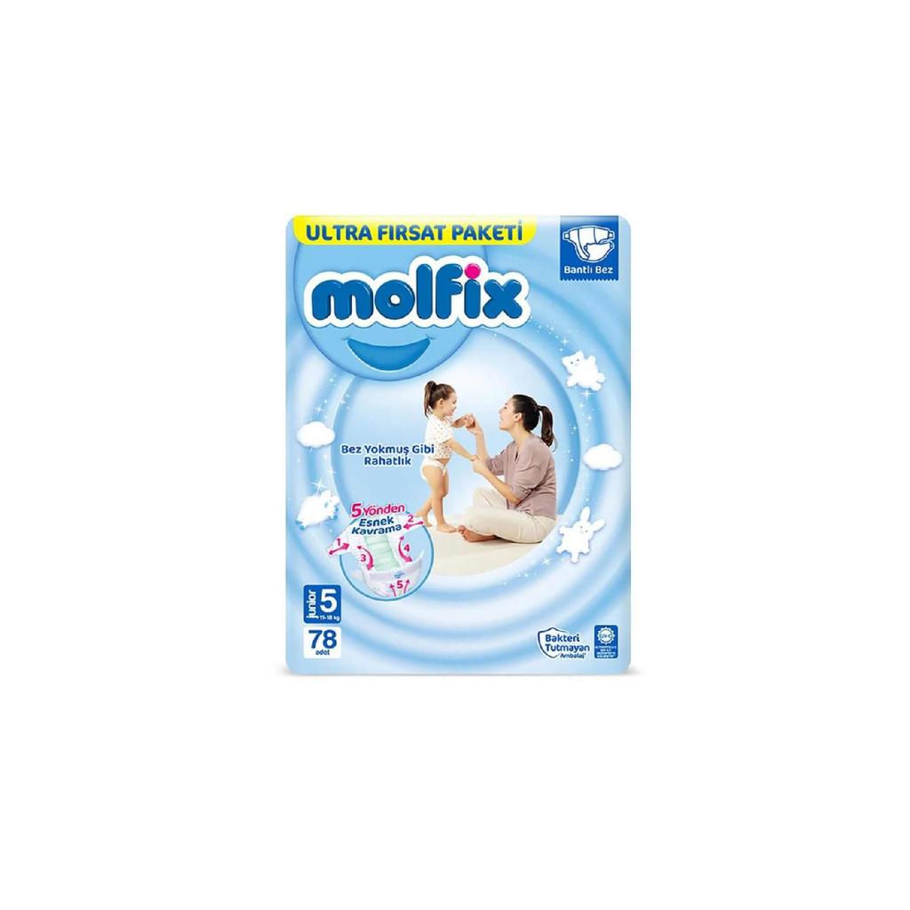 Детские подгузники Molfix Ultra Opportunity, упаковка, 5 размеров, 11–18 кг, 78 шт.
