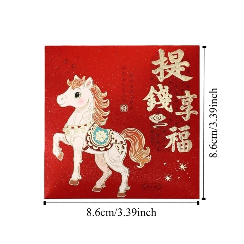 6pcs Chinese Style New Year Money Envelope Pony Stamp Lucky Red Pockets Gift Bag