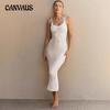 Women's Summer New Beach Casual Solid Color Suspender Knitted Smock Dress