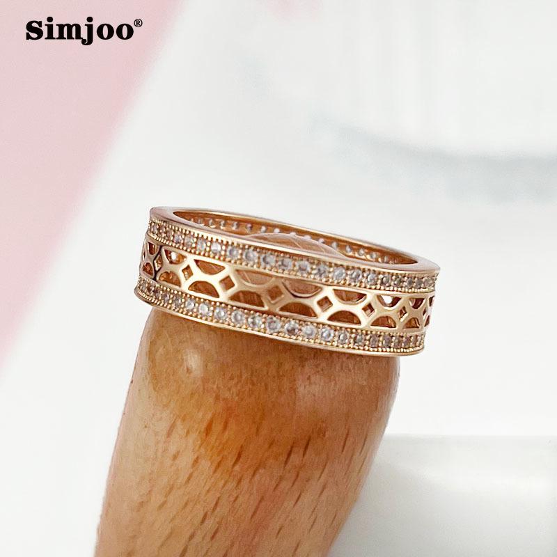 SIMJOO стильное кольцо цвета розового золота с цирконом, персонализированные свадебные украшения
