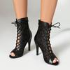 Women High Quality Thin High Heels Comfort Lace-up Boot Stilettos Jazz Dance Female Shoes Street Sexy Booties