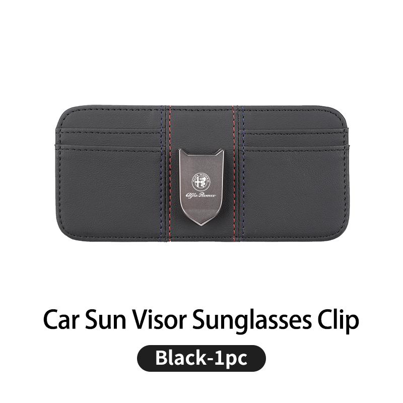 Car shield leather double-sided card bag glasses clip interior For Alfa Romeo 159 Giulietta Giulia 147 Mito 156 166 GT Stelvio QI7
