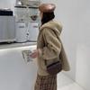 2024 Женский повседневный кардиган-куртка с капюшоном из шерсти ягненка для миниатюрных женщин - Осенне-зимняя новинка