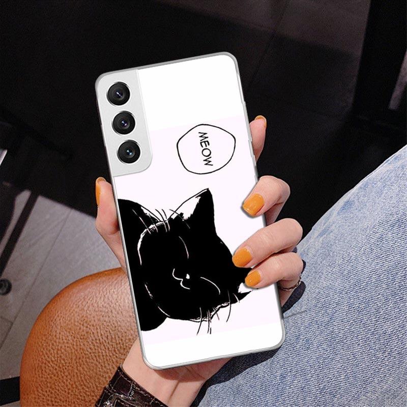 Чехол для телефона с рисунком милого котенка-мультяшки для Samsung Galaxy S24 S25 Edge S26 Ultra S23 S22 S21 Plus S20 FE + Чехол с индивидуальной печатью