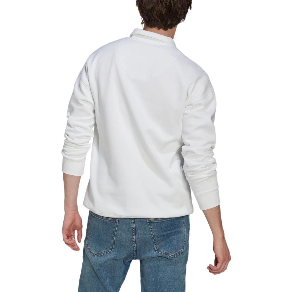 Adidas Новая толстовка с длинным рукавом, воротником-стойкой, полузастежкой-молнией и небольшой нашивкой-логотипом, мужские топы белого цвета HG2074