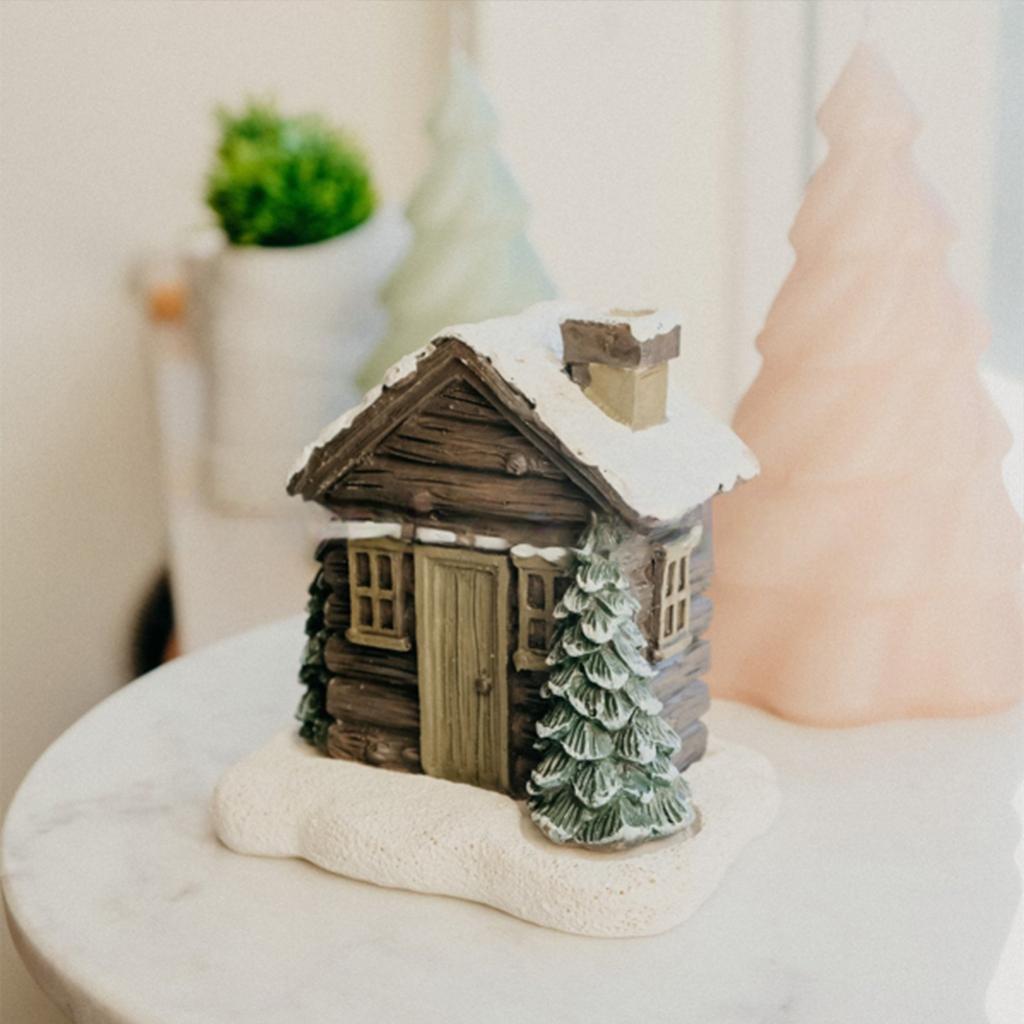 Ceramic Log Cabin Chimney Incense Burner Fragrance Stick Holder for Festive Christmas Decoration
