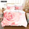 3D Flowers Pink Rose Bedding Sets Duvet Cover Set With Pillowcase Twin Full Queen King Bedclothes Bed Linen