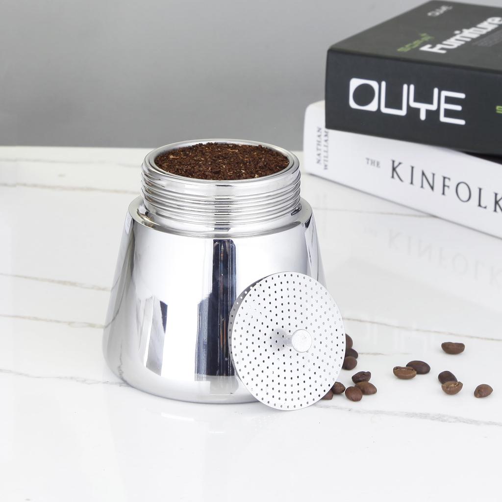 Easyworkz Stainless Steel Moka Pot Funnel Replacement Reducer Set for Espresso Makers, 6 Cups