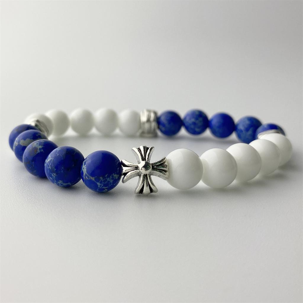 Браслеты из натурального бисера 8 мм, лавовый малахит, морганский камень, эластичный браслет с крестом, браслет для медитации, молитвы, подвеска для мужчин и женщин, ювелирные изделия для йоги