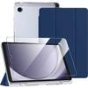 Coque de Protection - BOOLING - pour Samsung Galaxy Tab A9 - Etui Bleu Marine - Verre Trempé - Compartiment Stylet