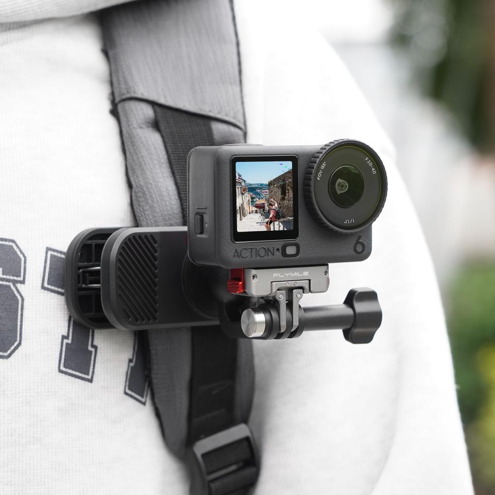 FLYMILE For DJI Osmo Action 6 / Nano Magnetic Quick Release Mount 360° Rotating Aluminum Alloy Base Dual Port Design
