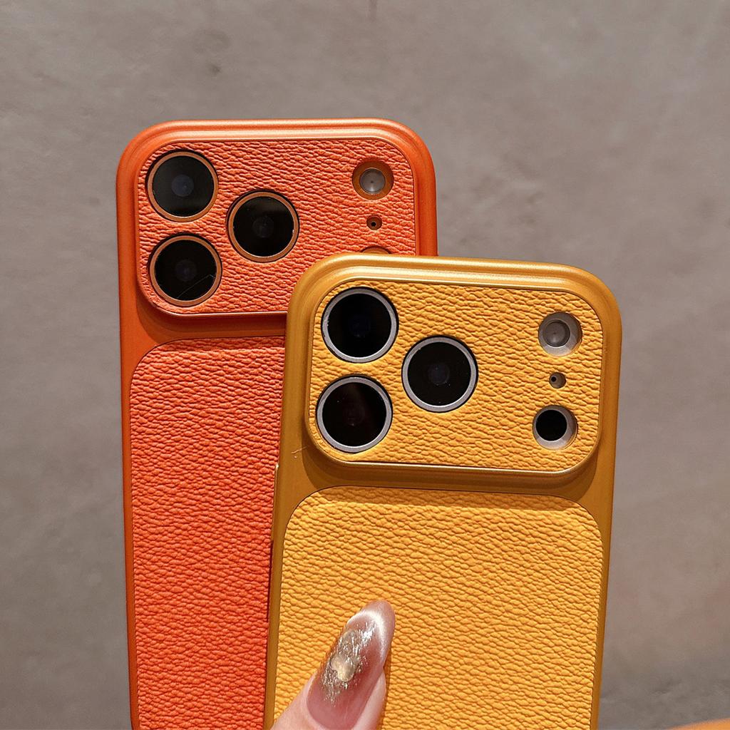 For iPhone 17 Pro Case Precise Cutouts Textured PU Leather Coated PC + TPU Phone Cover